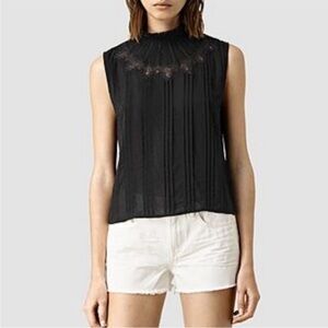 All saints Lolita mockneck sleeveless top size 2 black